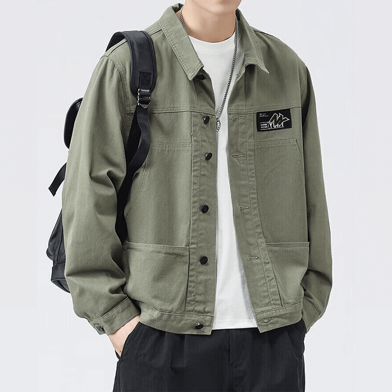 Mianzhi Senma Group Spring New Men's Pure Cotton Loose Workwear Denim Top Casual Coat Men's Wear jacket Men's 2201green XLcode（140-160Catty）